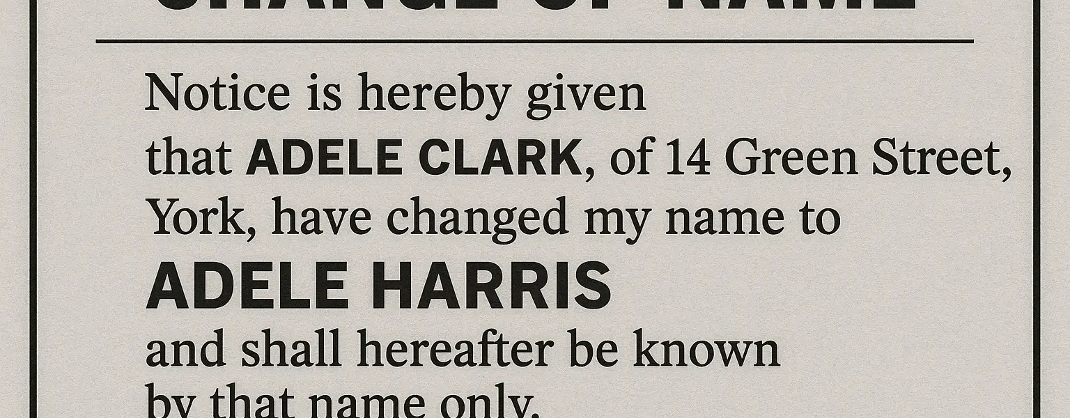 Name Change Ad in Newspaper Change of Name Ads