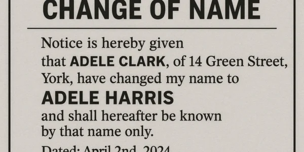 Name Change Ad in Newspaper Change of Name Ads