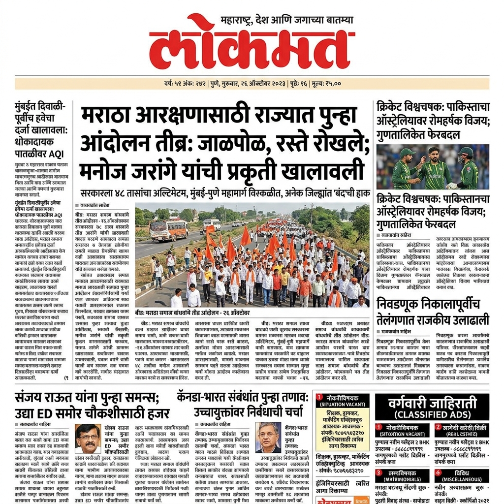 Lokmat Newspaper front page