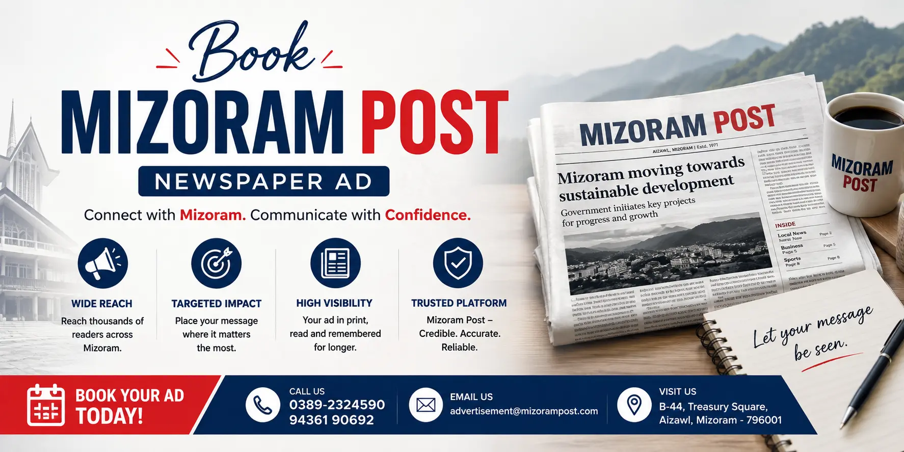 Book Mizoram Post Newspaper Ad