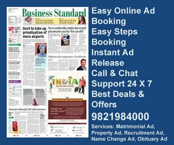 Business Standard  ad rate