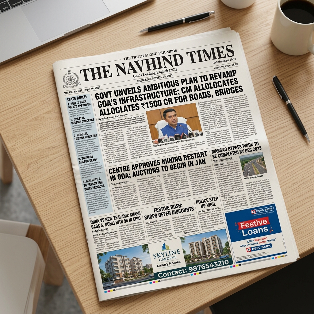 Navhind Times Newspaper front page