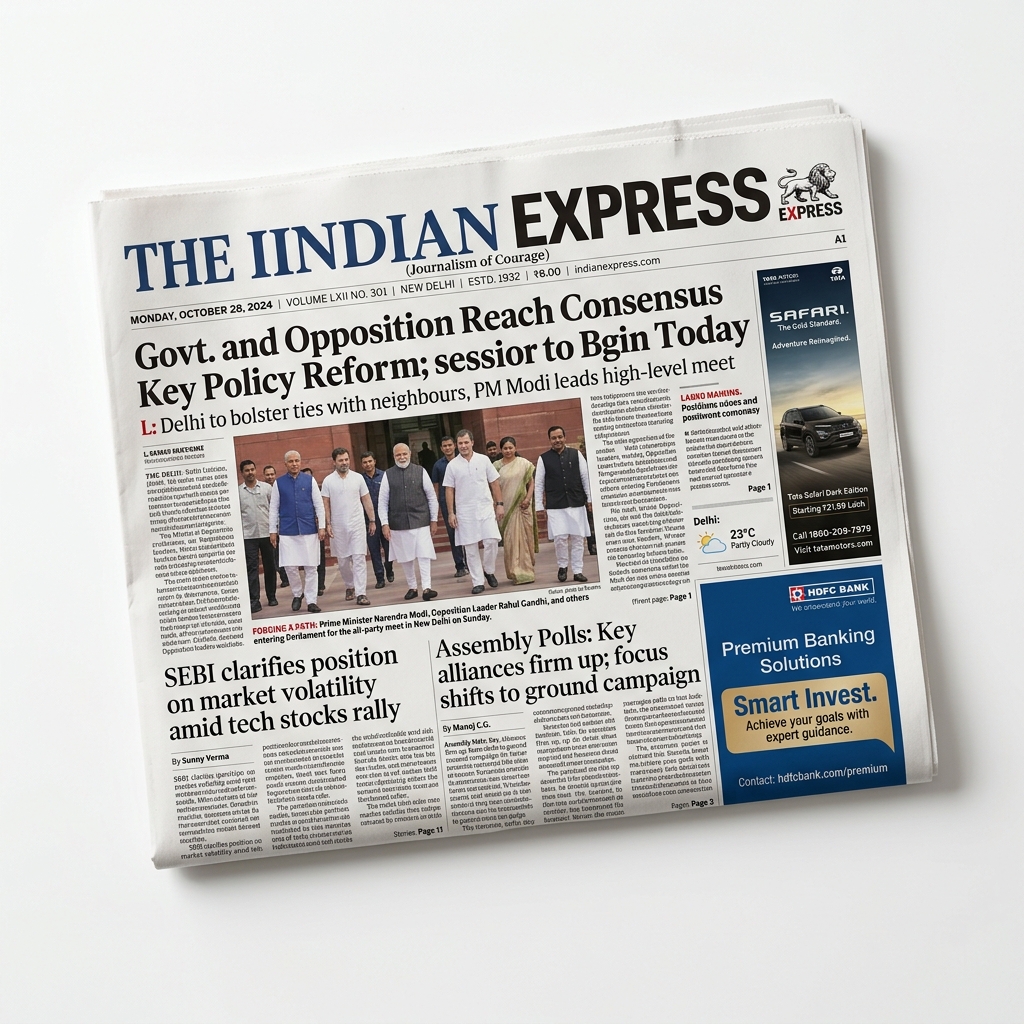 The Indian Express Newspaper front page