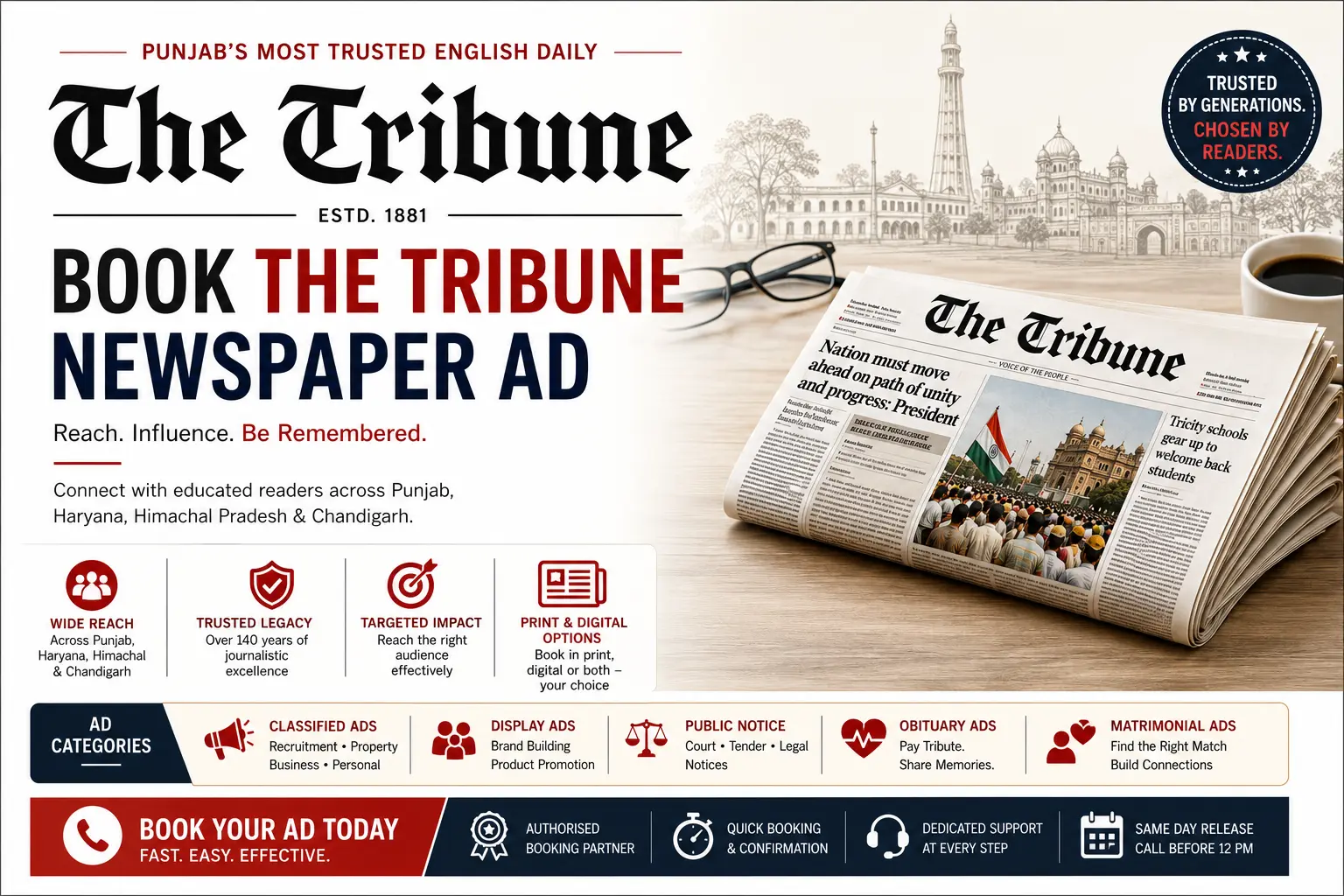 Book The Tribune Newspaper Ad