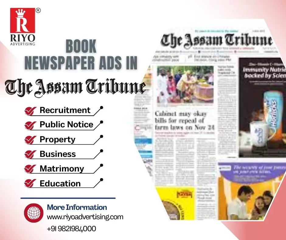 book newspaper ad in The The Assam Tribune online