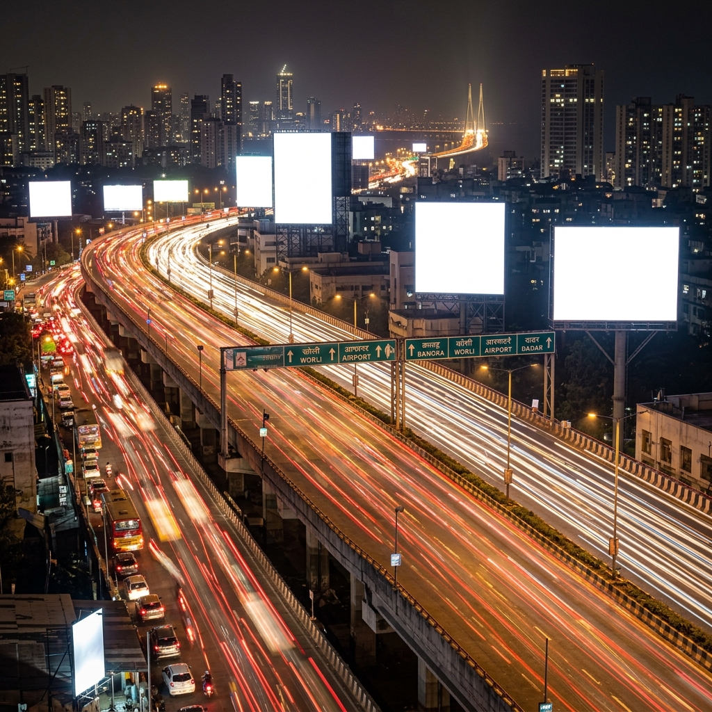 Highway Billboard at Night