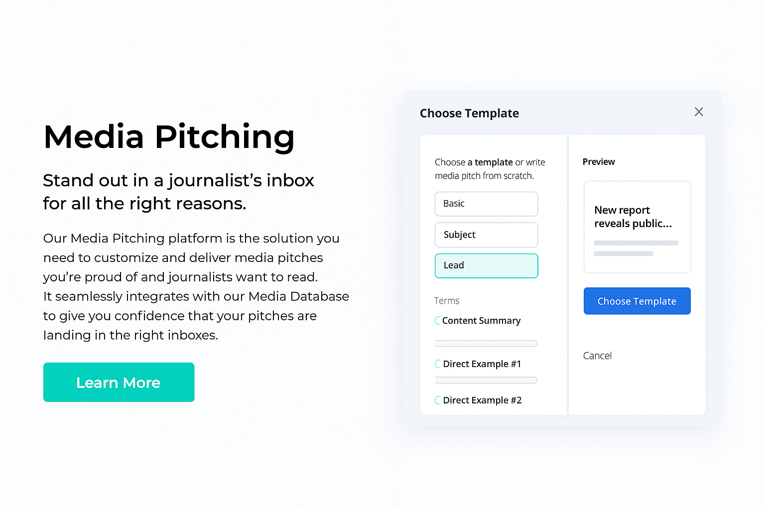 Pitch template UI