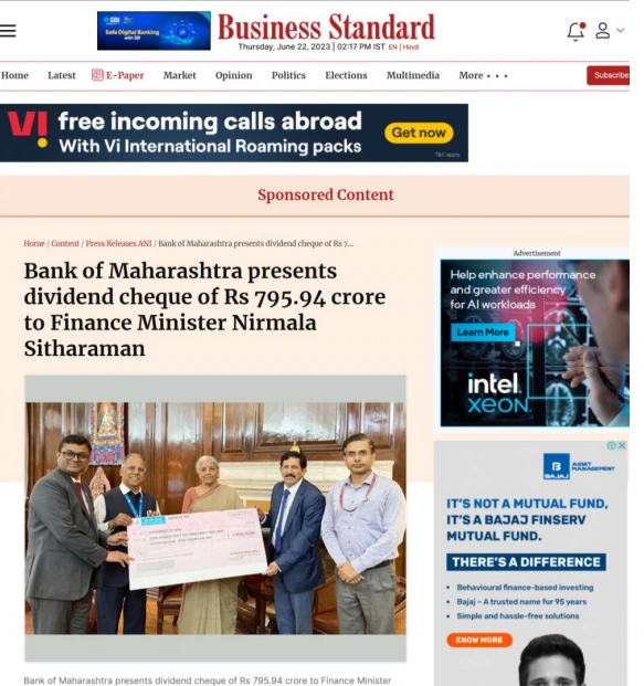 Business-Standard: Bank of Maharashtra