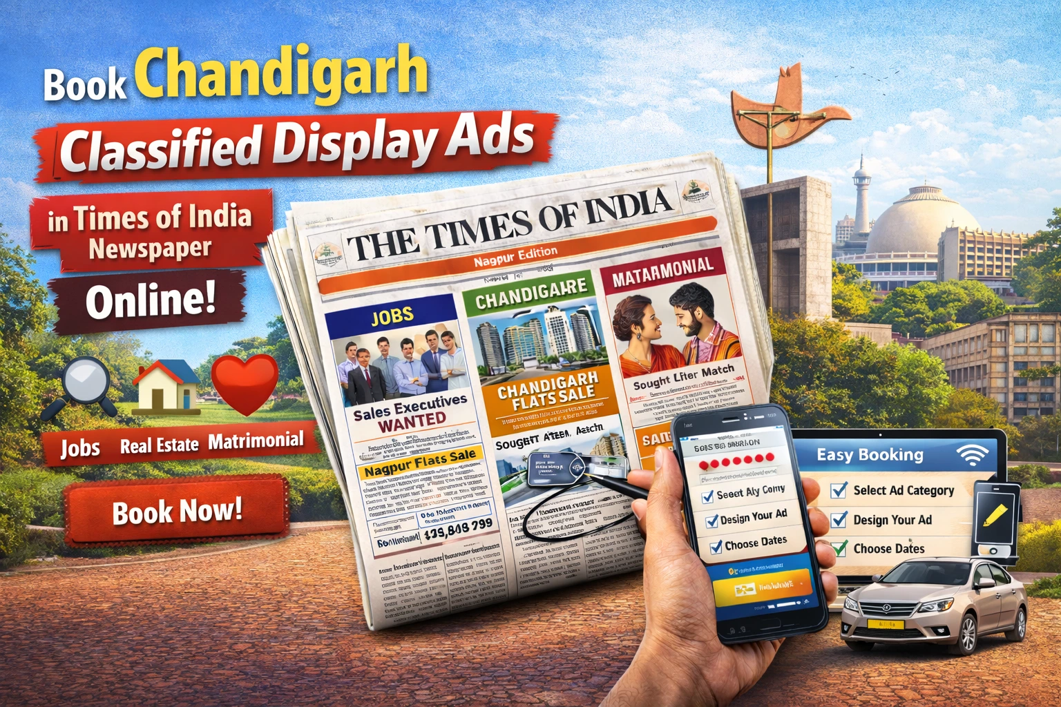 TOI Chandigarh Classified Display Single Column Ads | Riyo Advertising