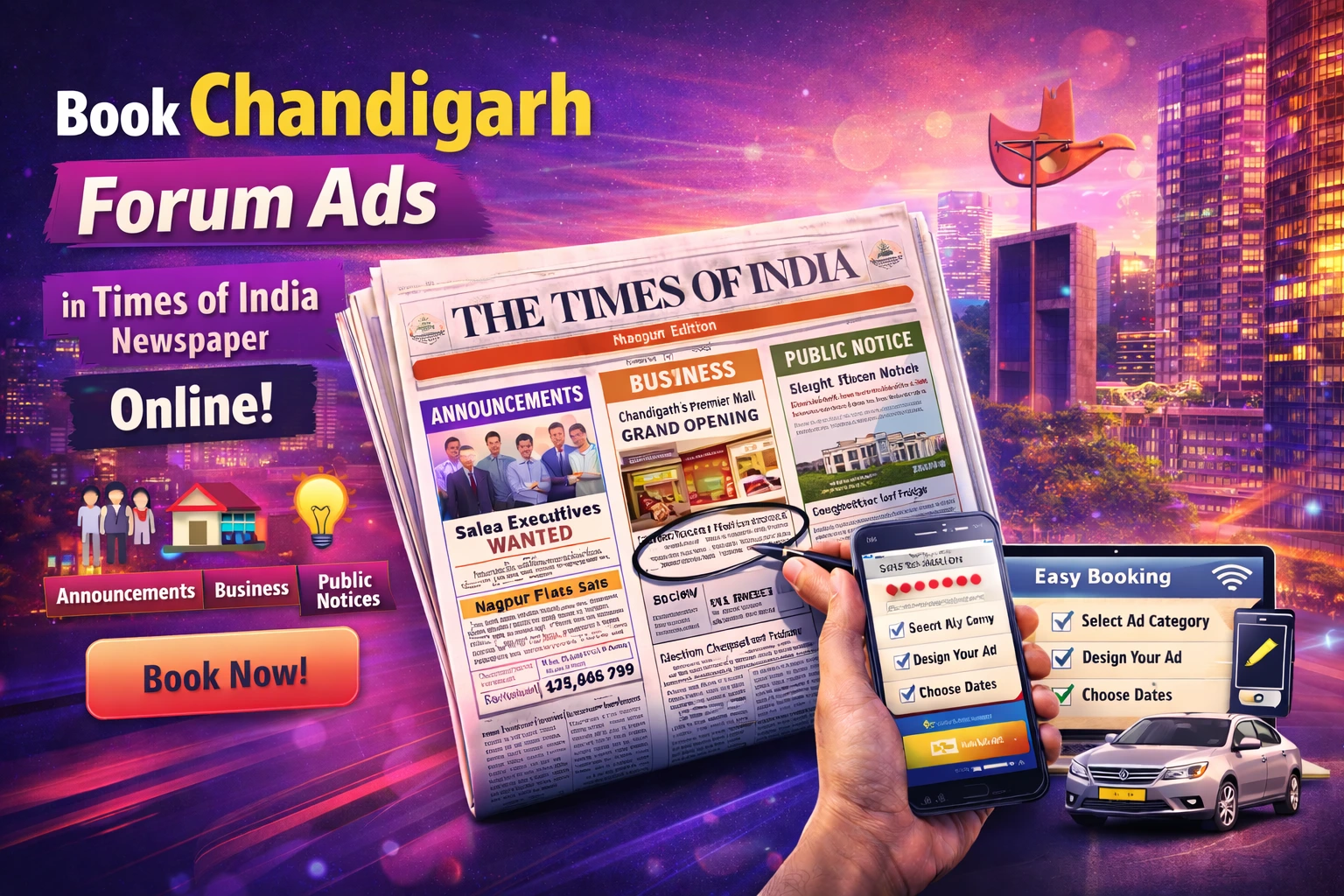 Book <span class="text-pink-700">Classifide Ads</span> in Times Of India Newspaper Online