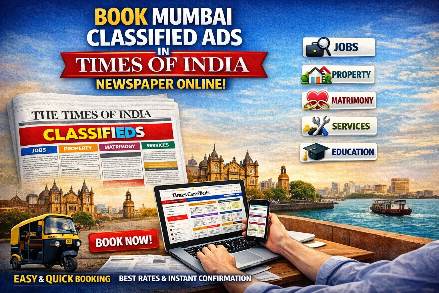 Book <span class="text-pink-700">Classifide Ads</span> in Times Of India Newspaper Online