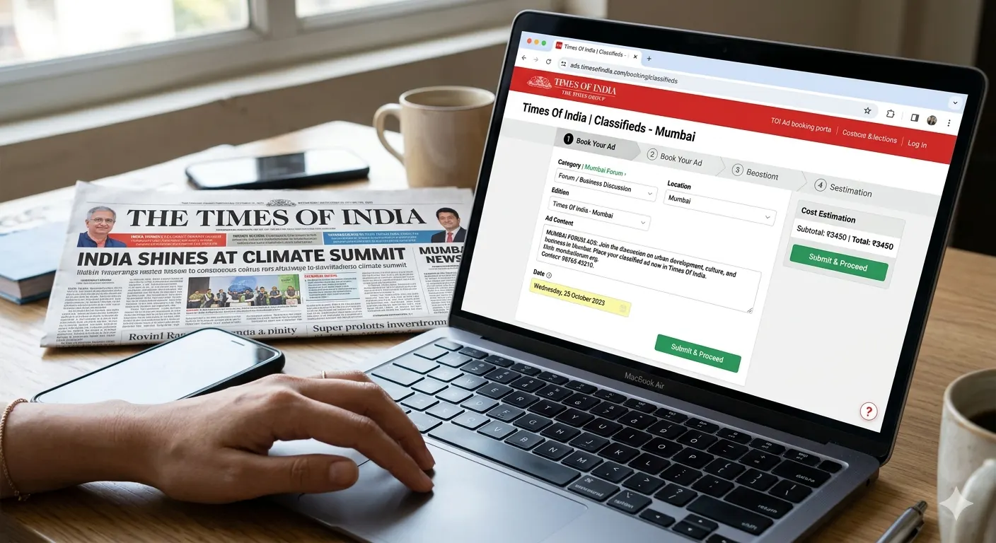 Book <span class="text-pink-700">Classifide Ads</span> in Times Of India Newspaper Online