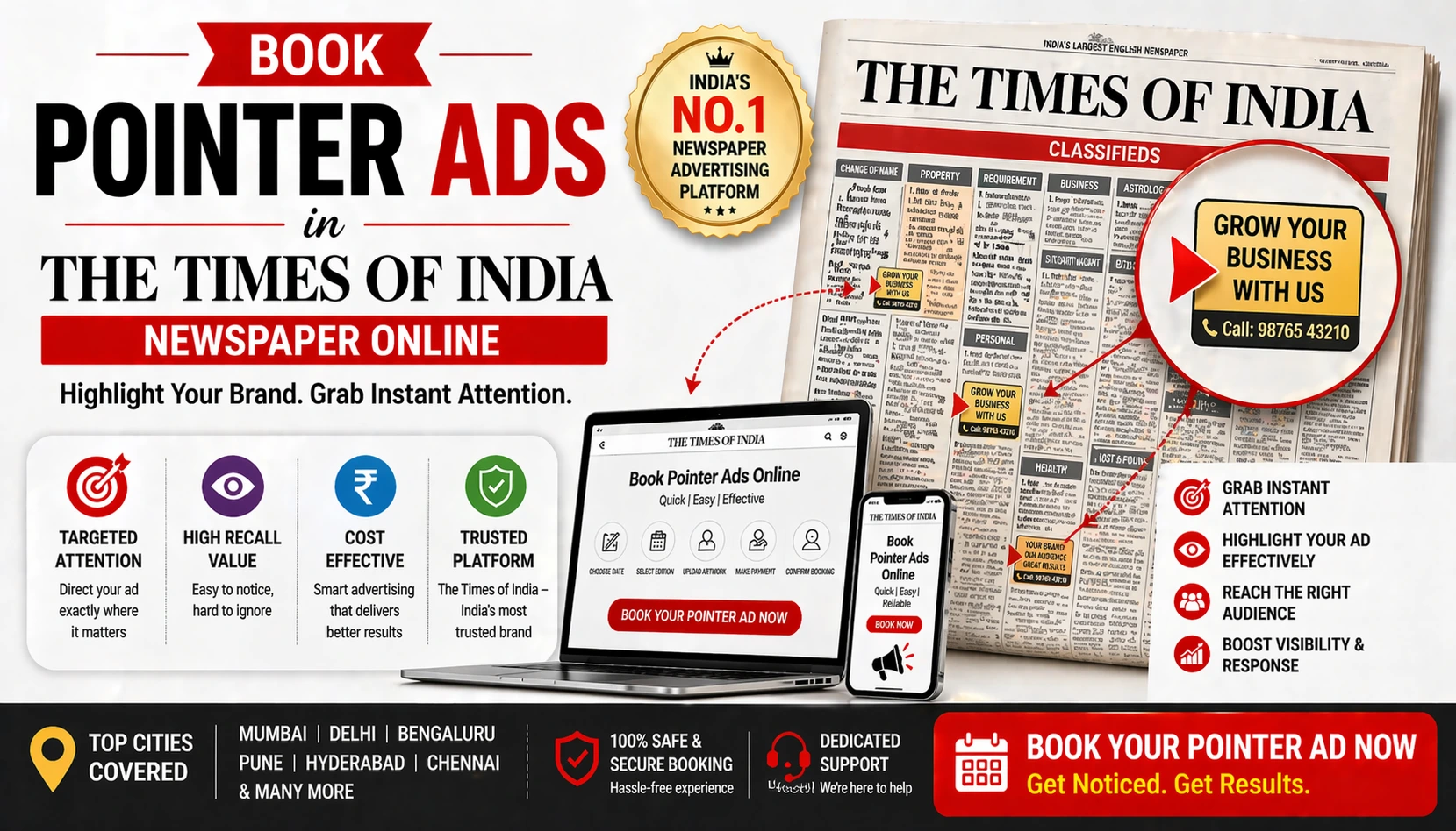 Book <span class="text-pink-700">Classifide Ads</span> in Times Of India Newspaper Online