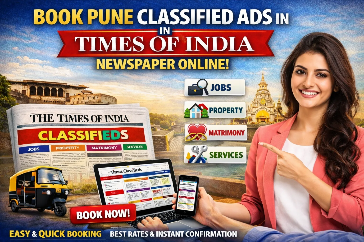 Book <span class="text-pink-700">Classifide Ads</span> in Times Of India Newspaper Online