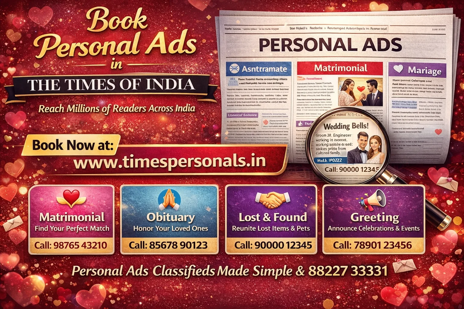 TOI Personal Advertisement Booking | Times of India Ad Rates