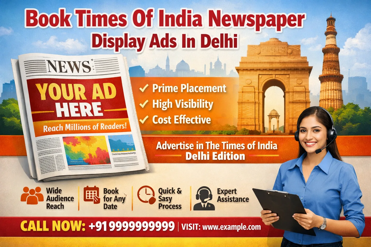 Book <span class="text-pink-700">Display Ads</span> in Times Of India Newspaper Online