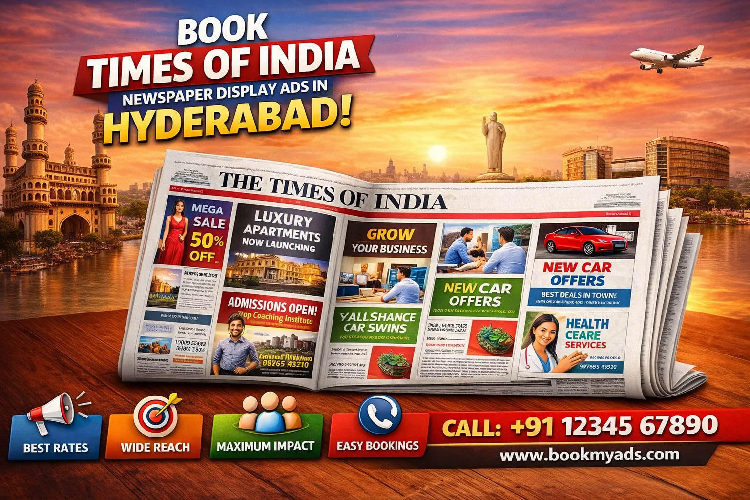 Book <span class="text-pink-700">Display Ads</span> in Times Of India Newspaper Online