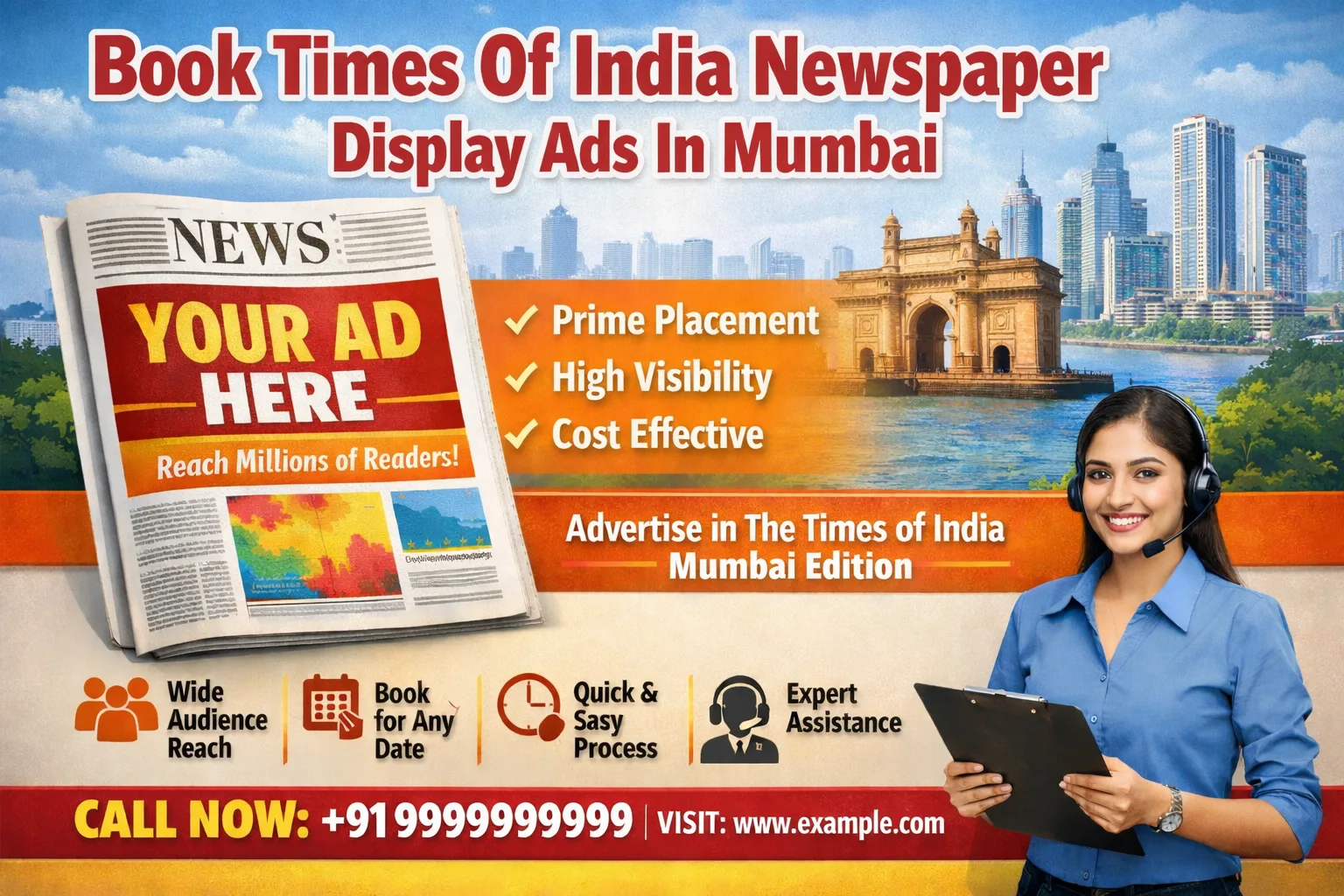 Book <span class="text-pink-700">Display Ads</span> in Times Of India Newspaper Online
