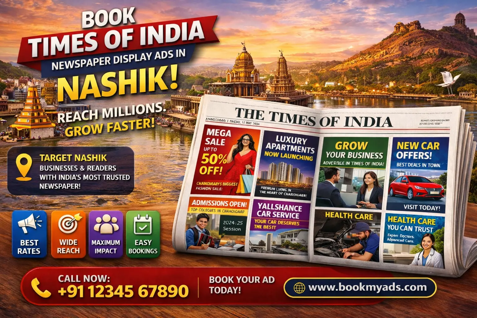 Book <span class="text-pink-700">Display Ads</span> in Times Of India Newspaper Online